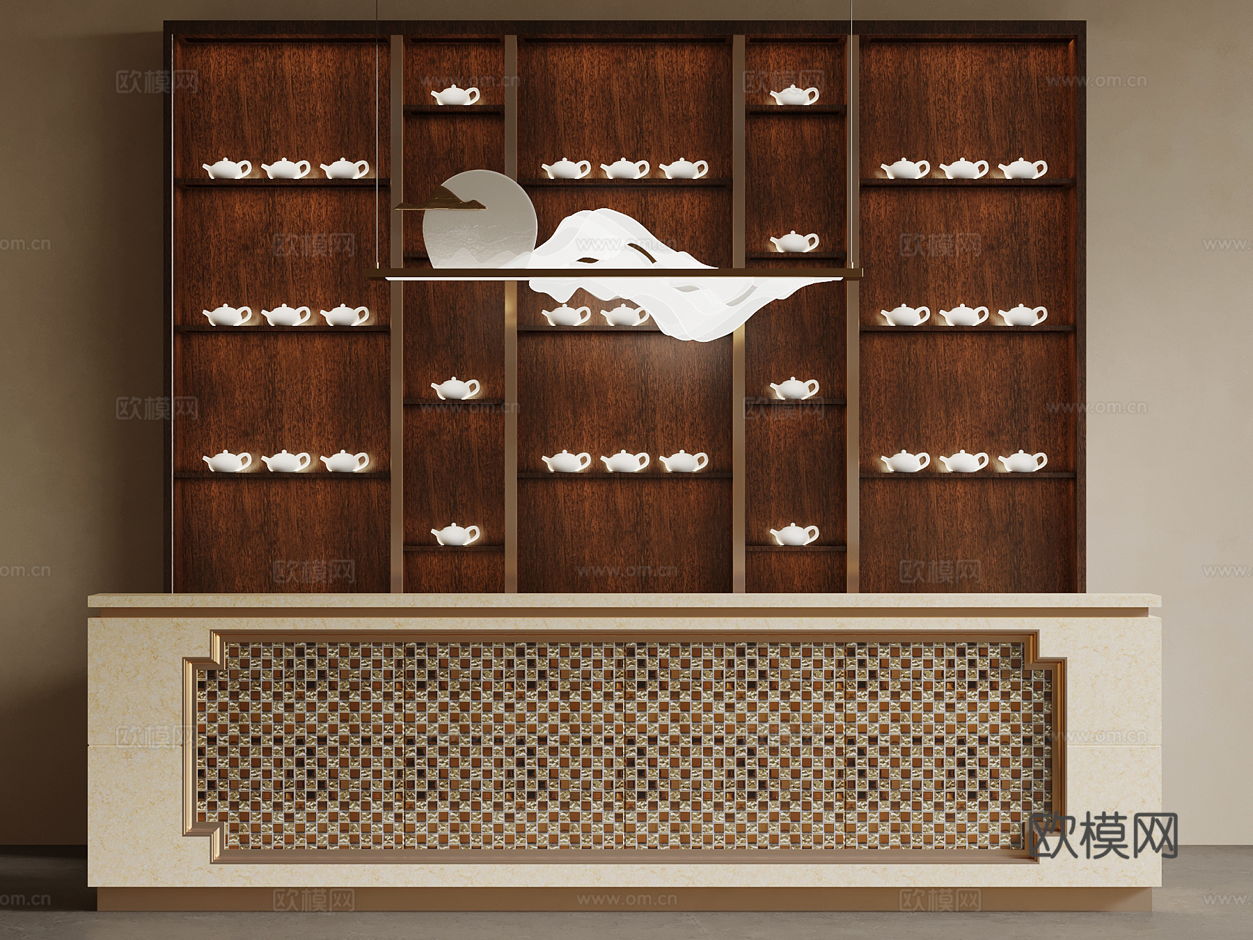 新中式前台su模型