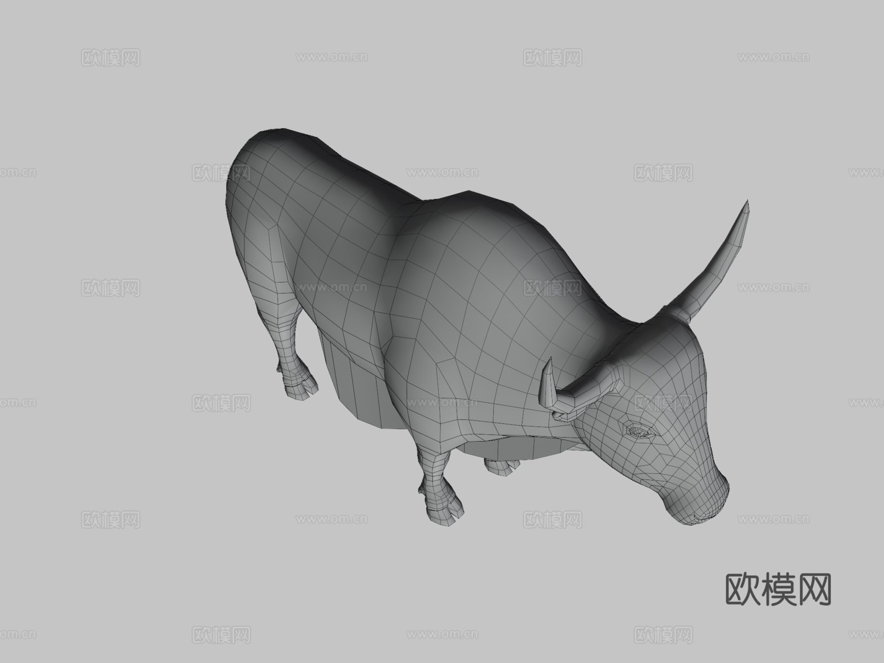 家养牦牛低多边形3d模型下载（渲染图3）
