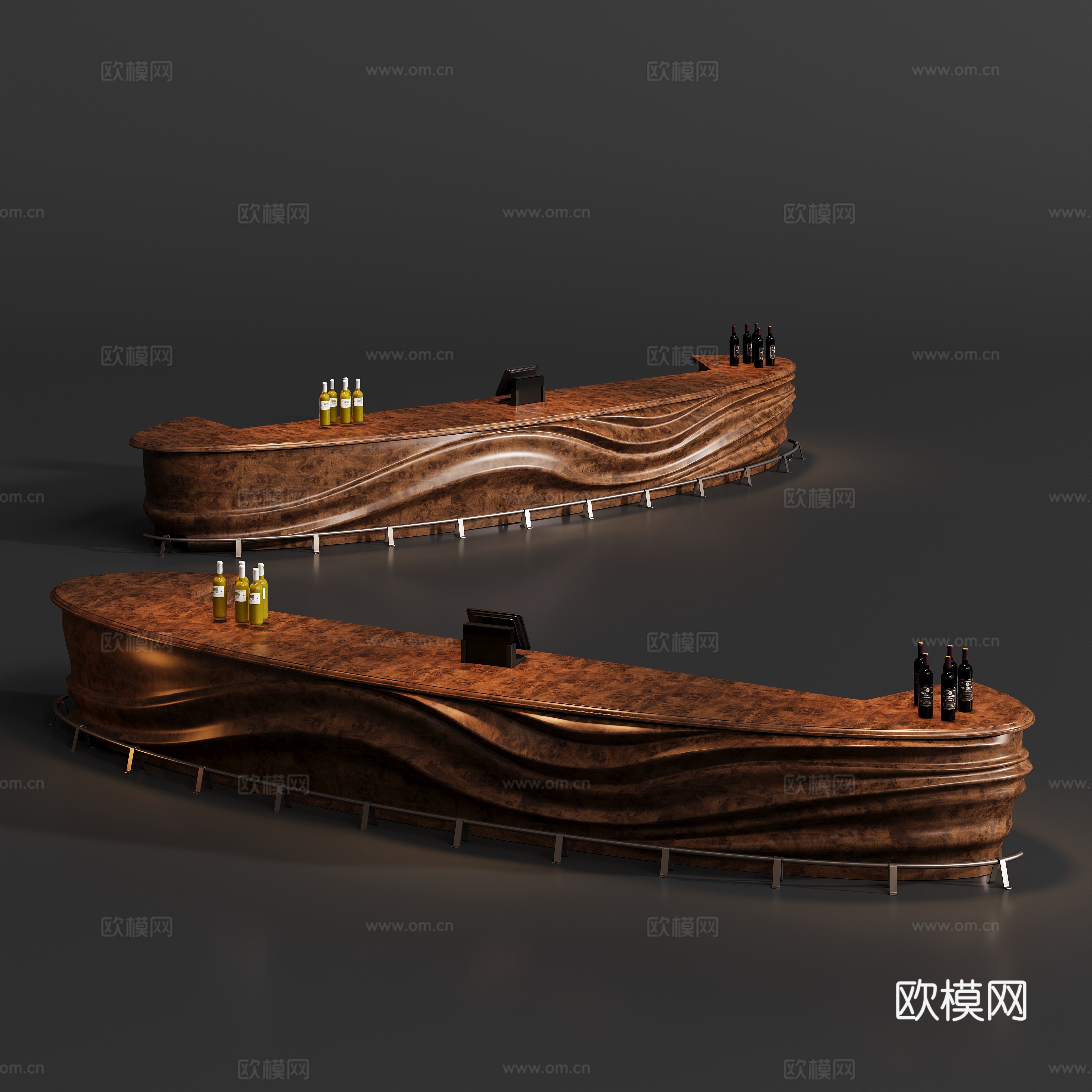 现代接待台吧台su模型