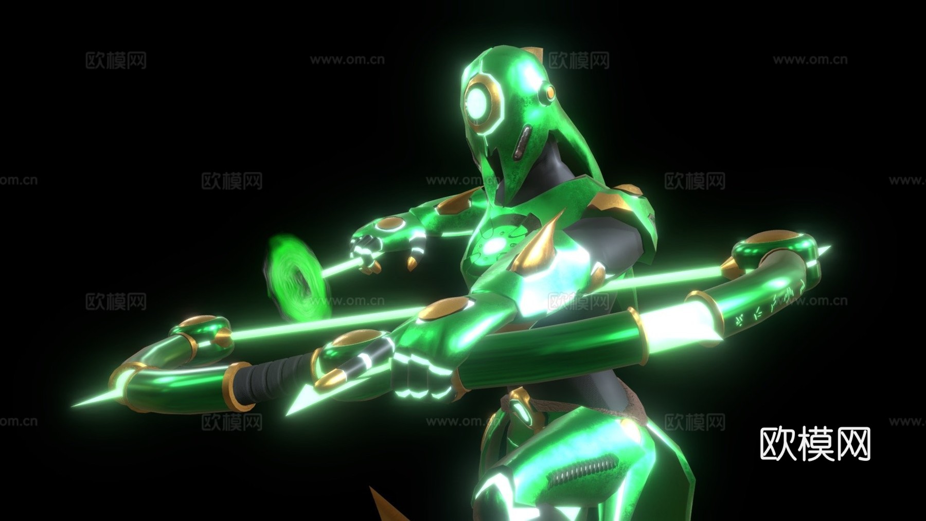 科技绿色模式3d模型下载（渲染图1）