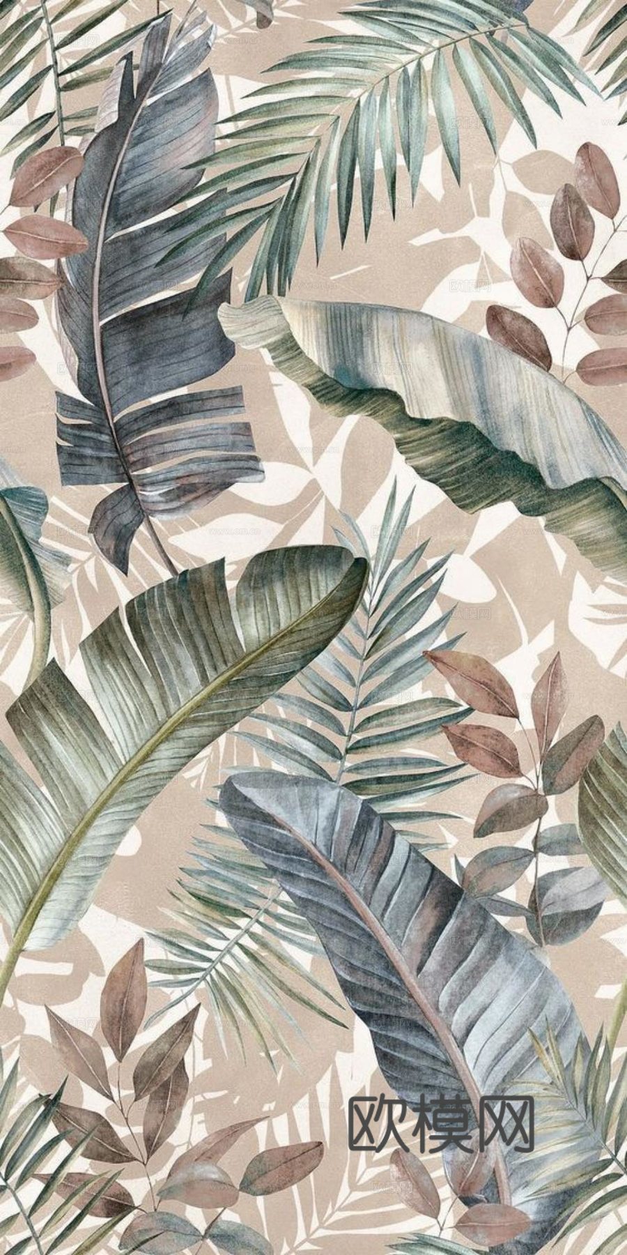 热带雨林植物壁纸 植物印花壁纸