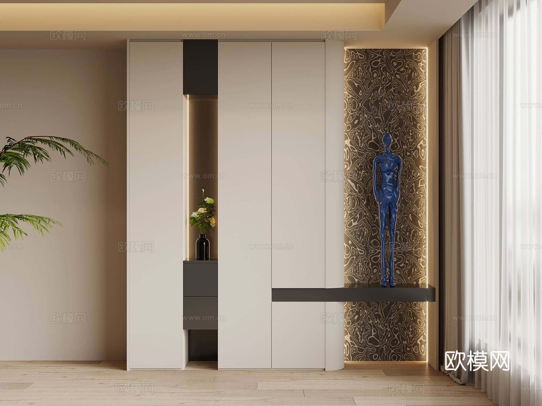 现代意式鞋柜 入户鞋柜su模型