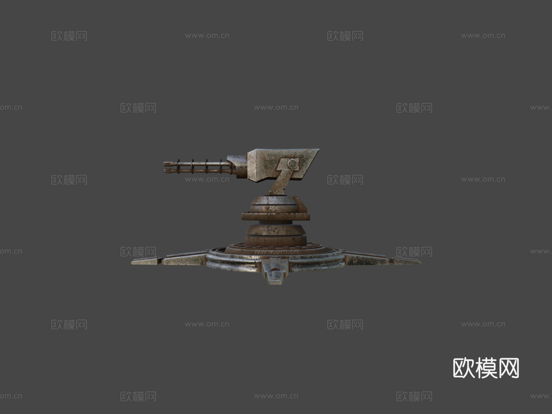 老旧生锈炮塔3d模型下载（渲染图5）