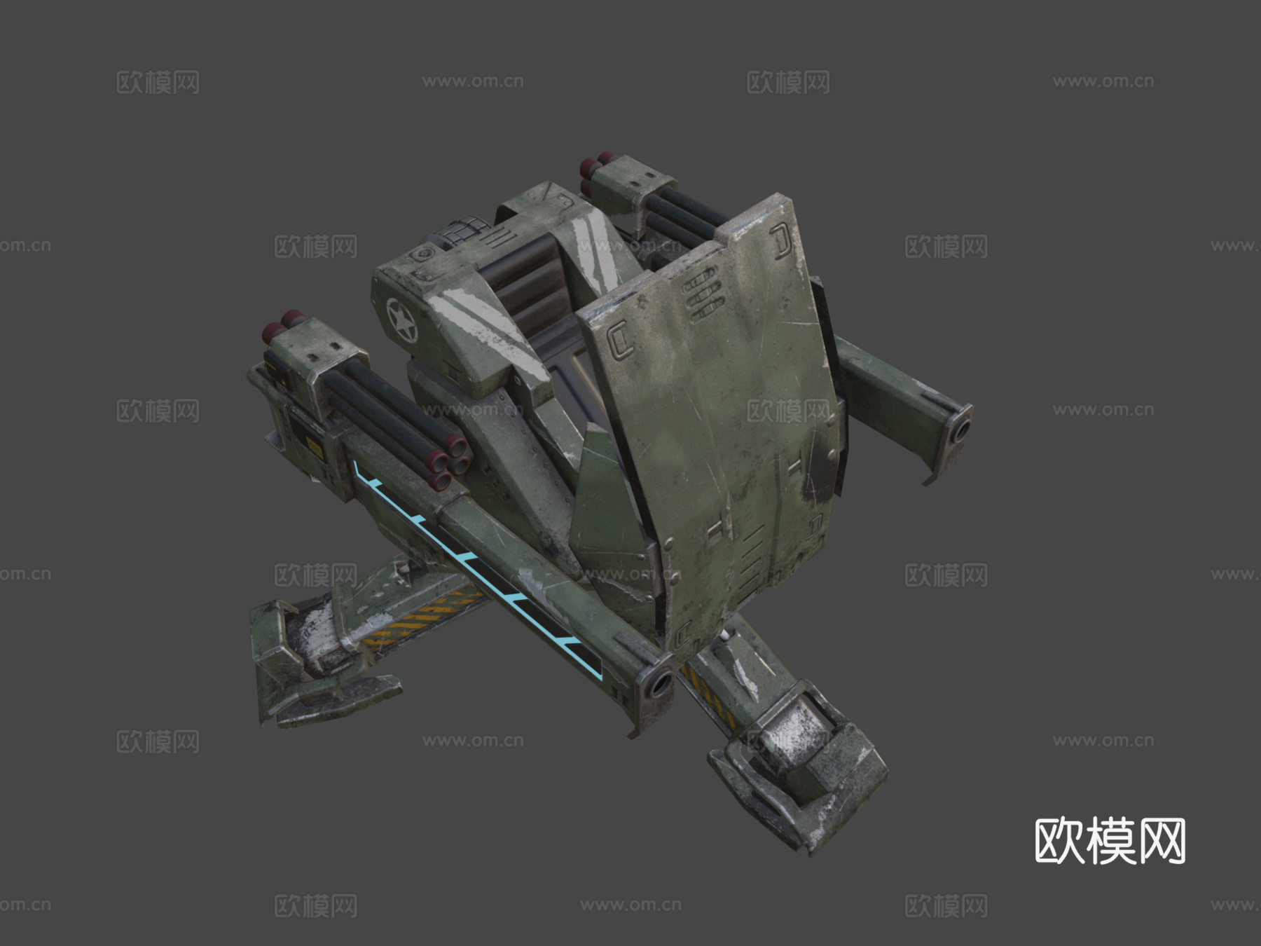千鸟炮塔3d模型下载（渲染图5）
