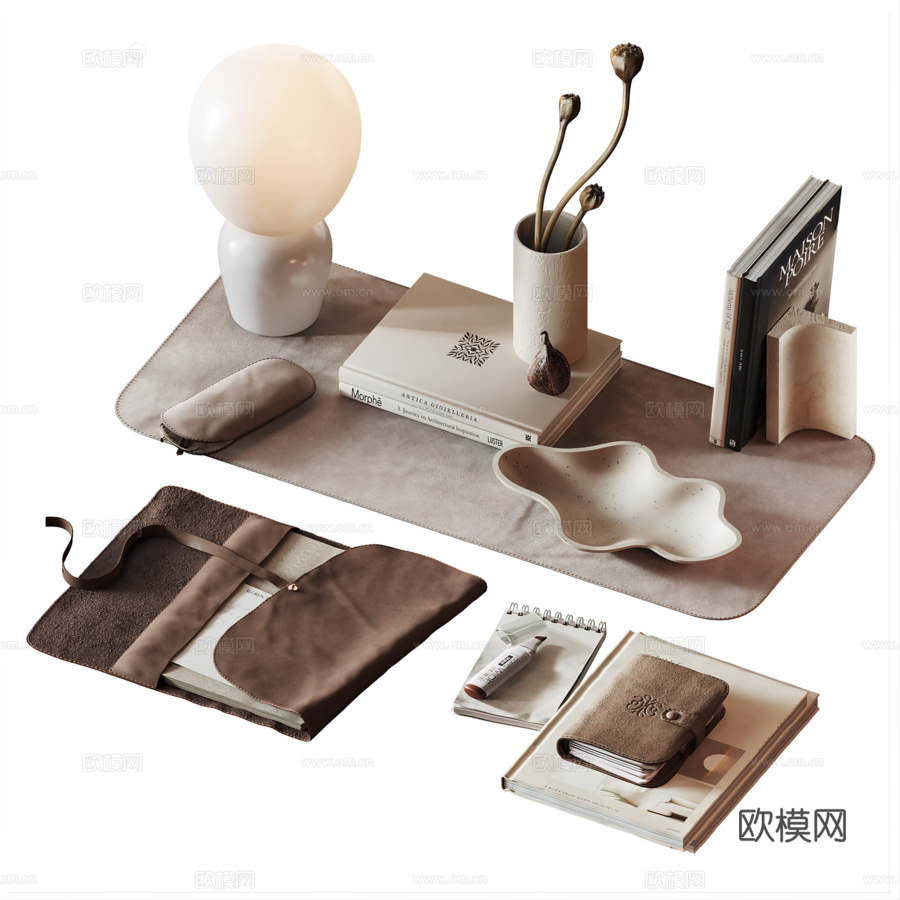 米色中性办公装饰套装283d模型下载
