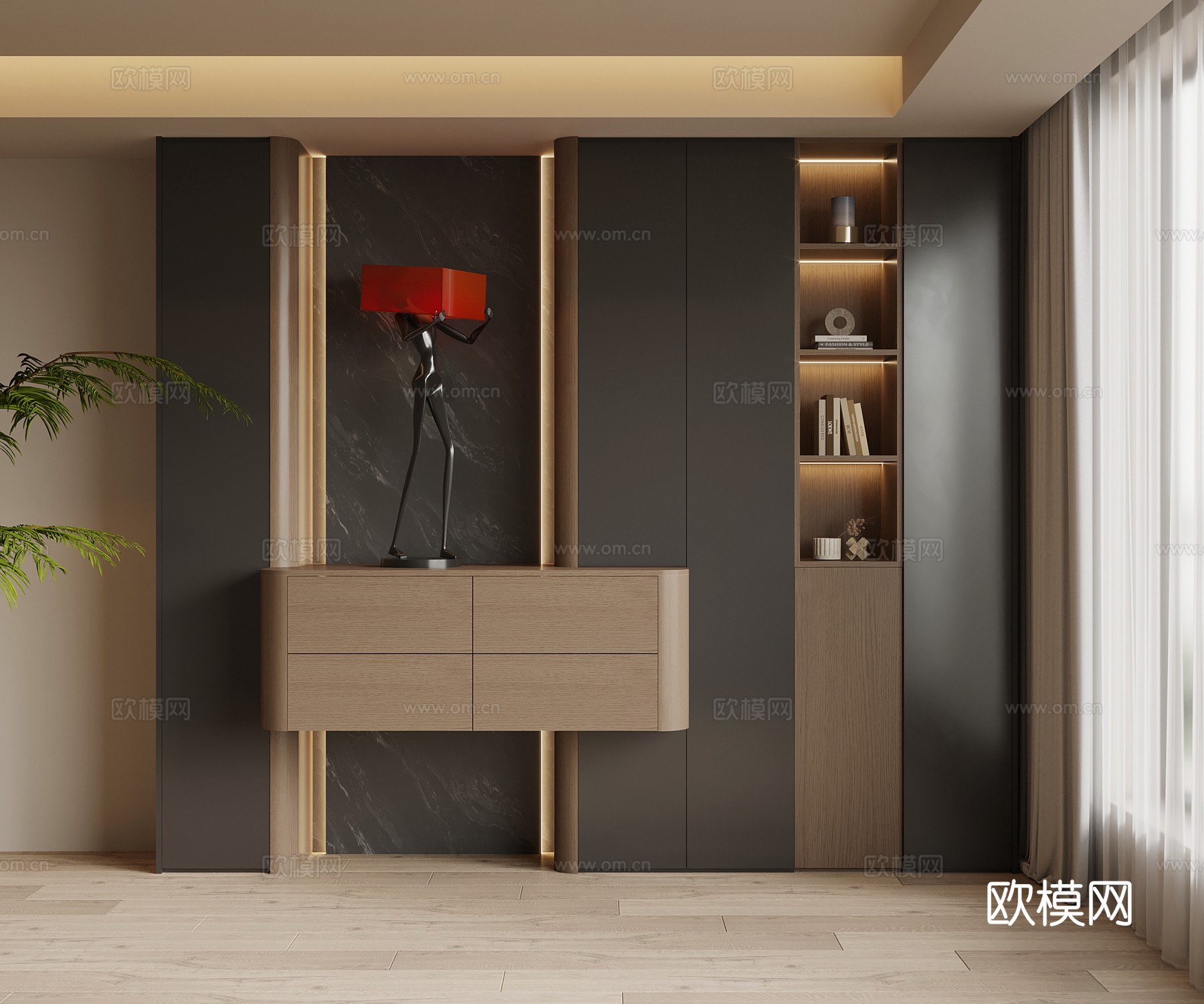 现代意式鞋柜 入户鞋柜su模型