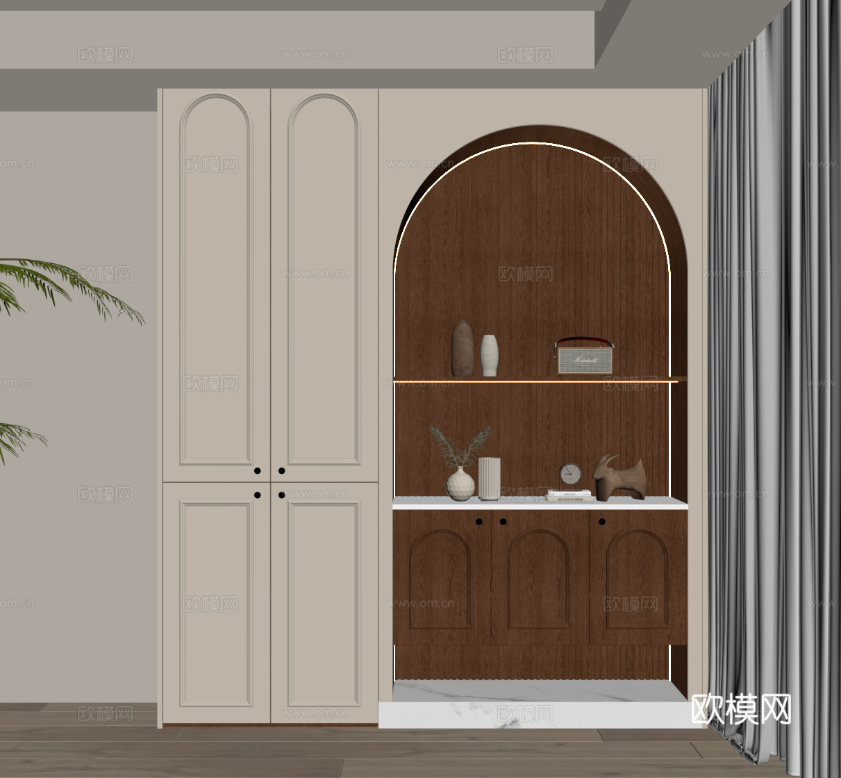 法式中古风鞋柜 入户鞋柜su模型