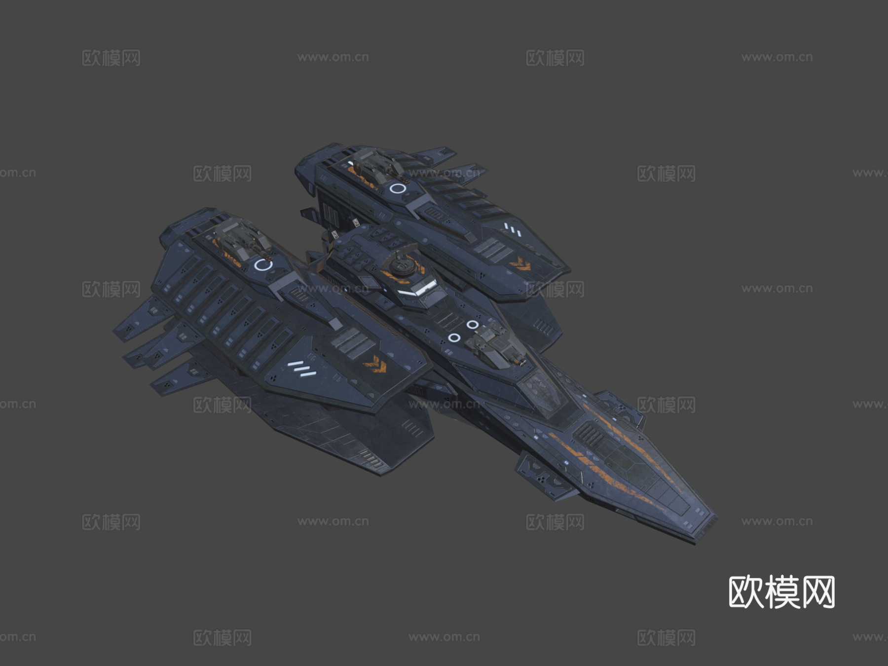 科幻护卫舰毒刺3d模型下载（渲染图7）
