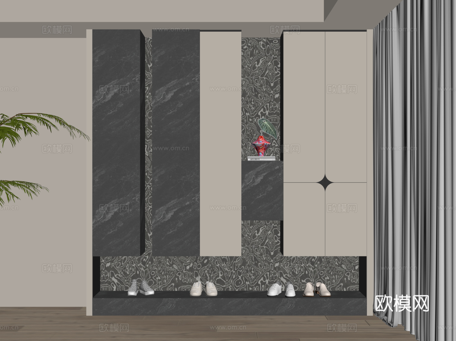 现代简约鞋柜 入户鞋柜su模型