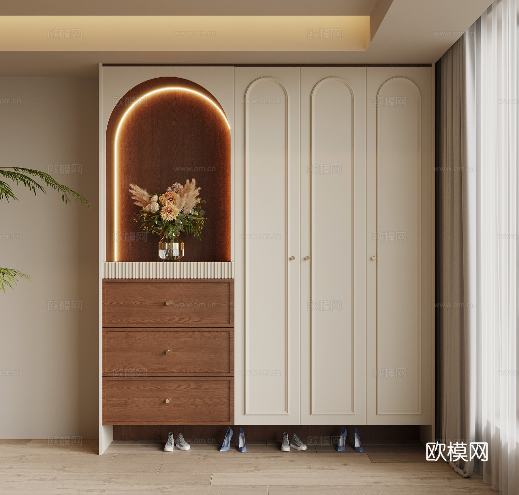 法式中古风鞋柜 入户鞋柜su模型