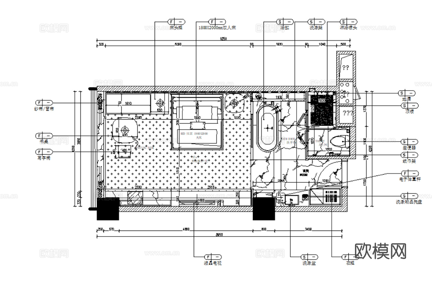 22套酒店客房CAD施工图cad施工图