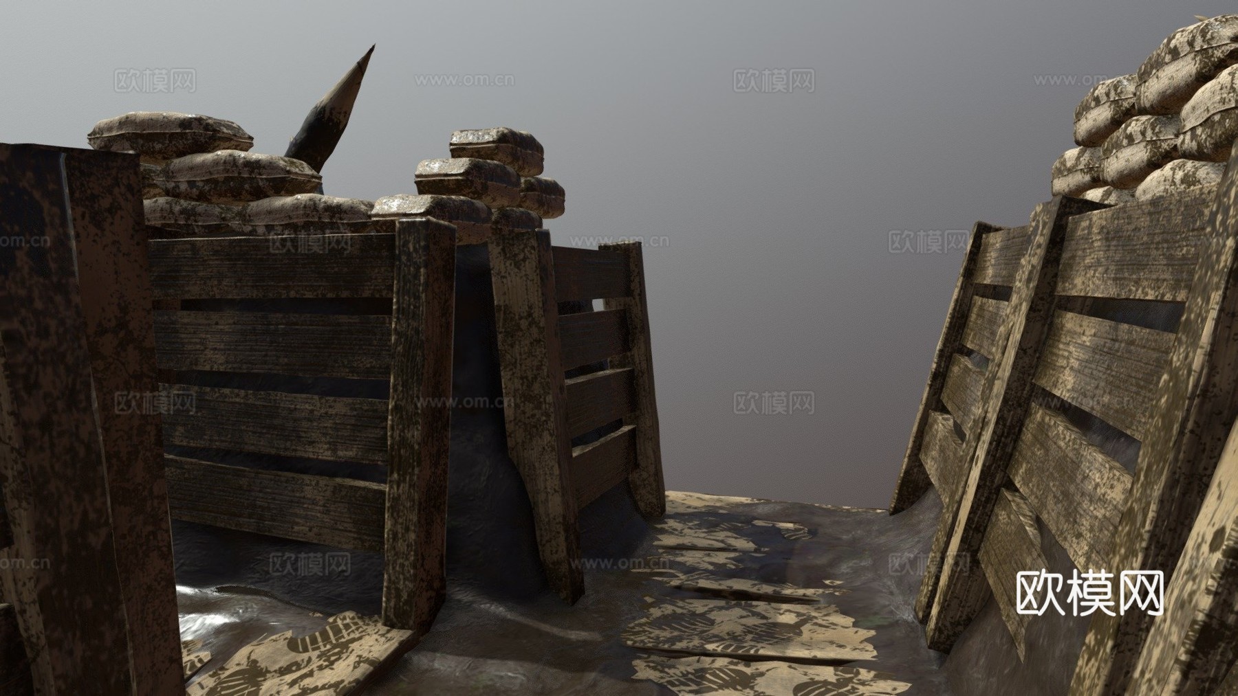 第一次世界大战战壕3d模型下载（渲染图1）