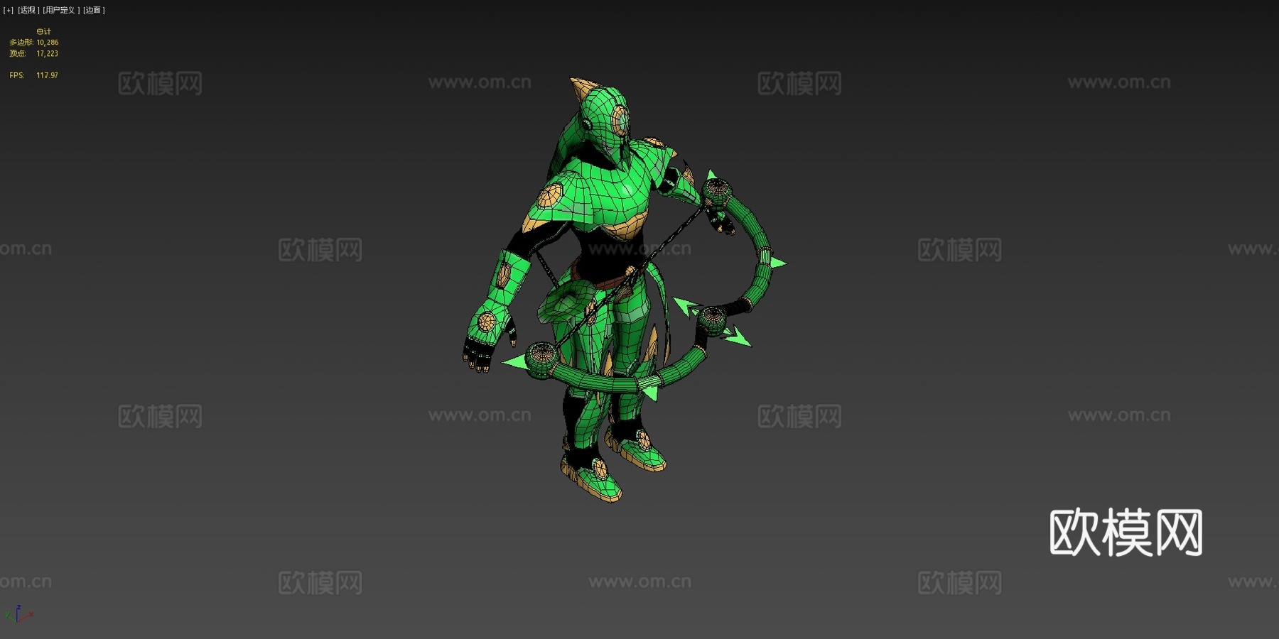 科技绿色模式3d模型下载（渲染图4）