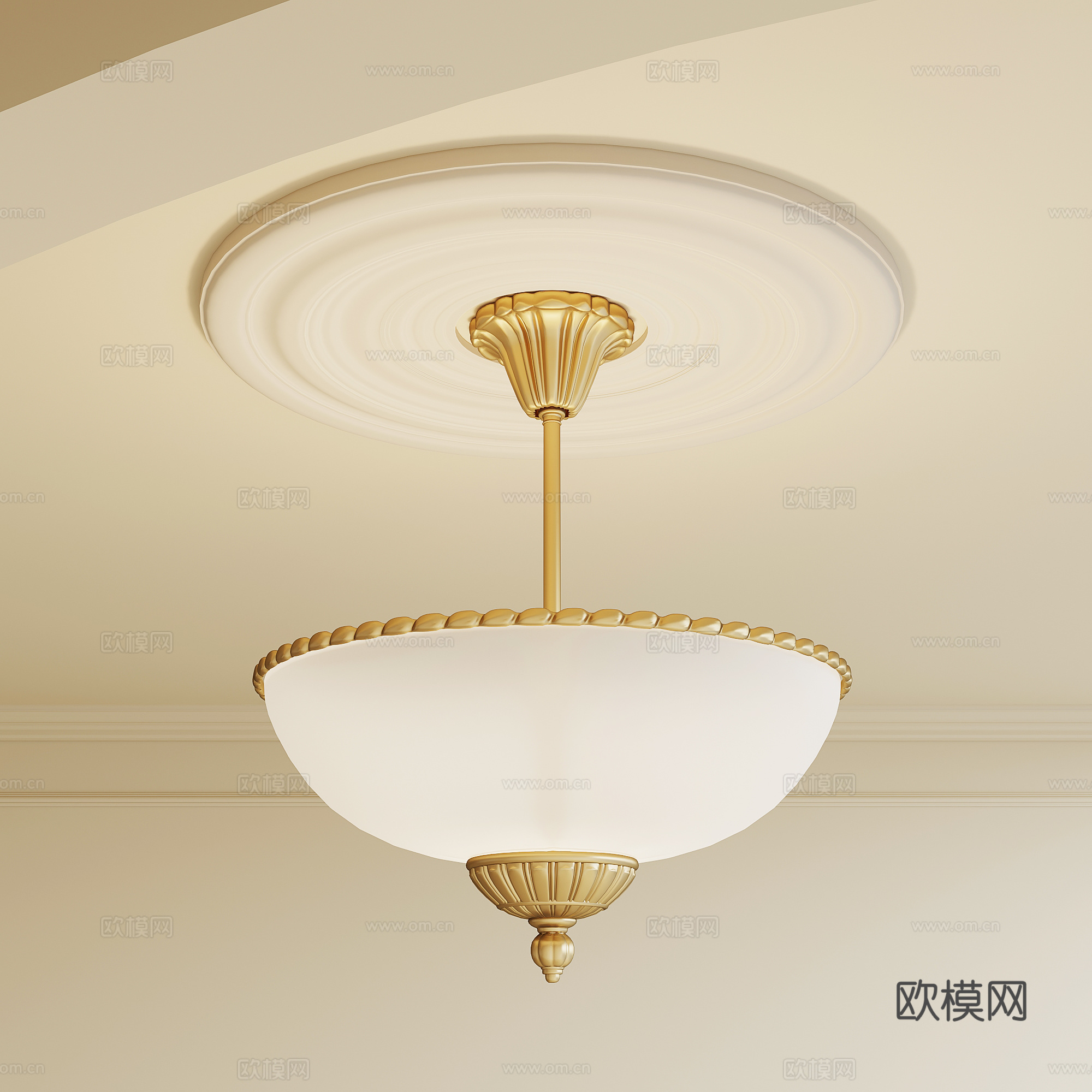 美式金属吊灯su模型