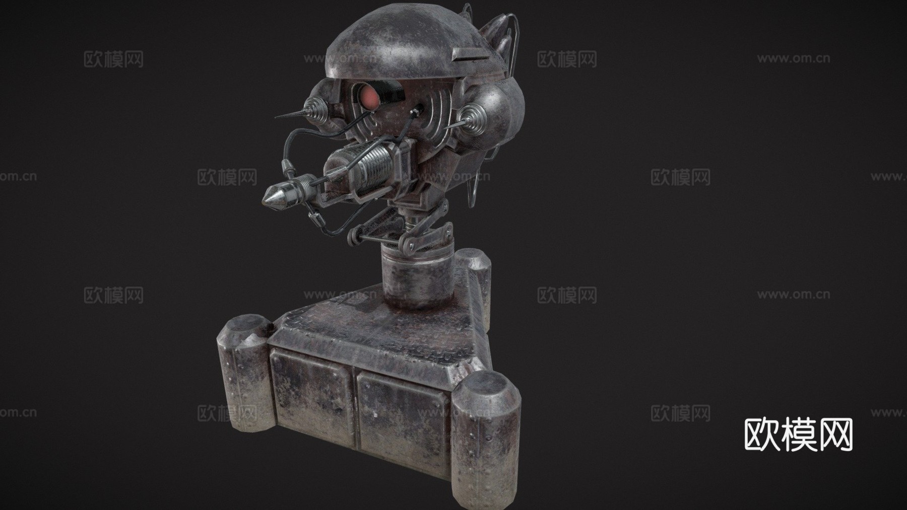 FO3风格英克雷炮塔3d模型下载（渲染图1）