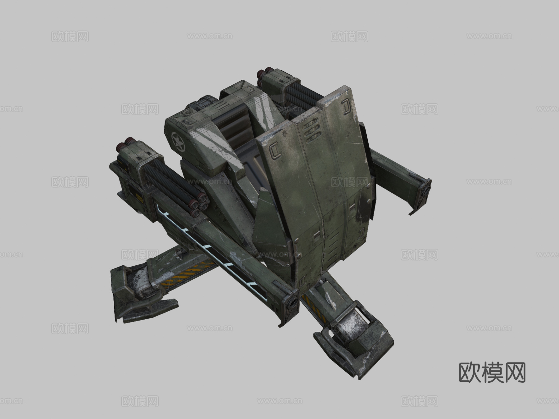 千鸟炮塔3d模型下载（渲染图2）