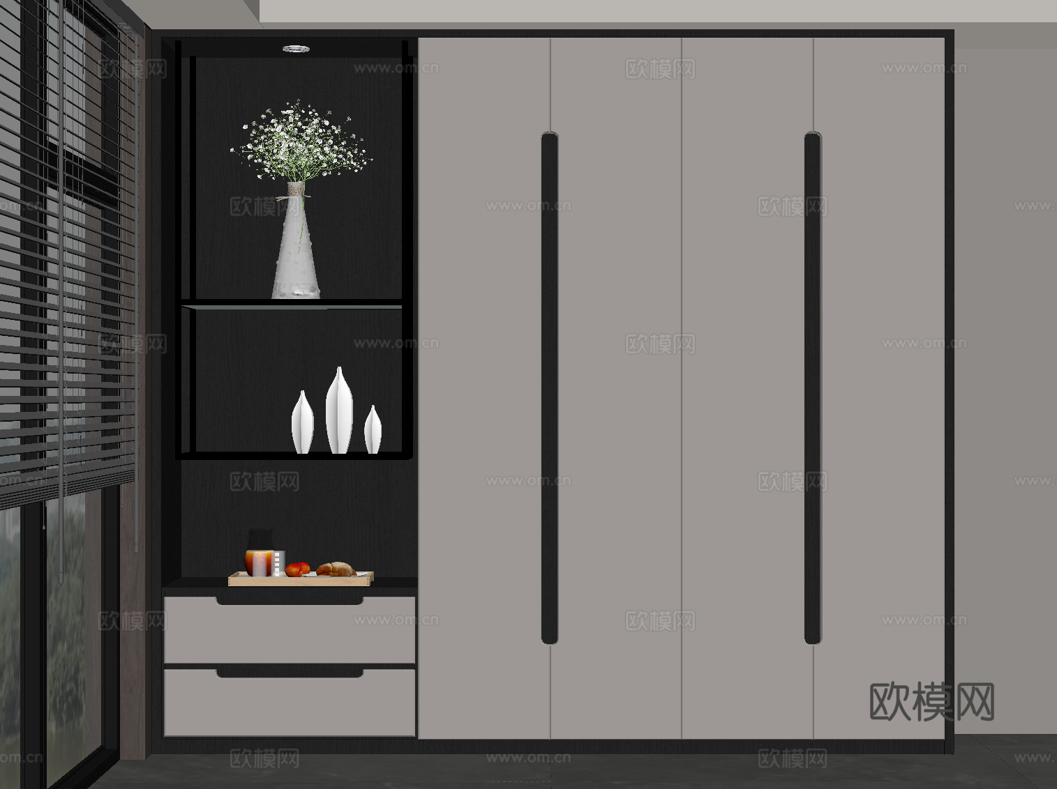 现代意式玄关柜 鞋柜su模型