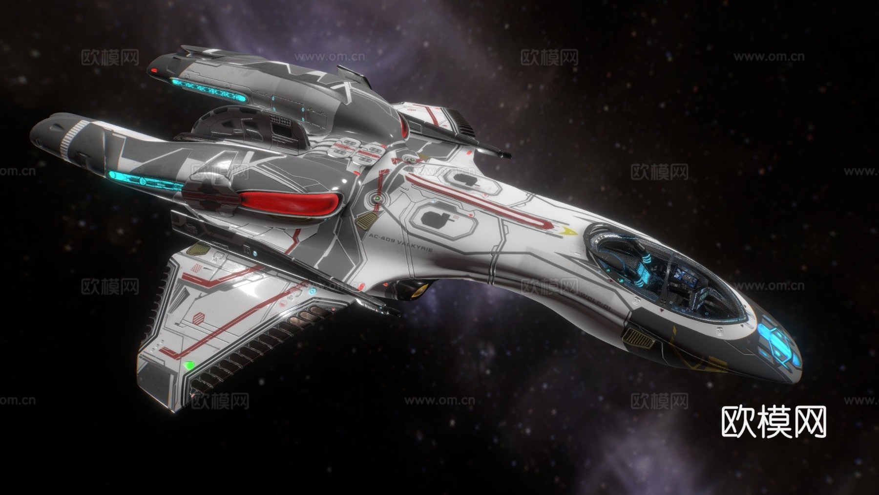 AC409女武神级曲速战斗机3d模型下载（渲染图1）