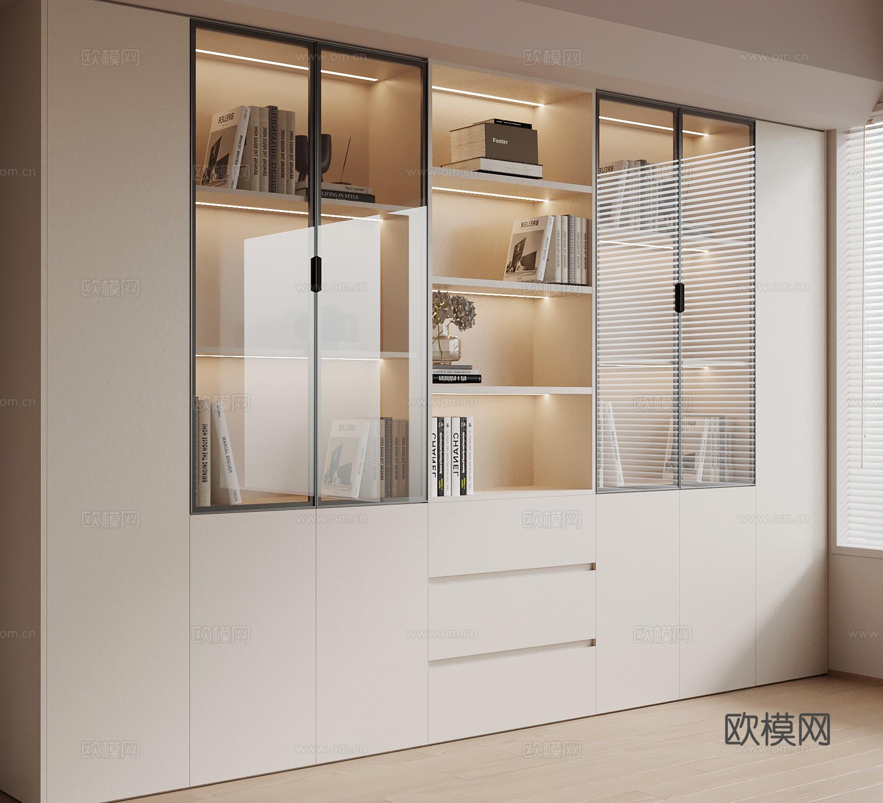 现代书柜 置物柜su模型