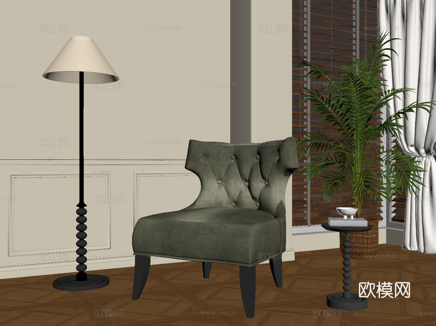 法式休闲椅 沙发椅su模型