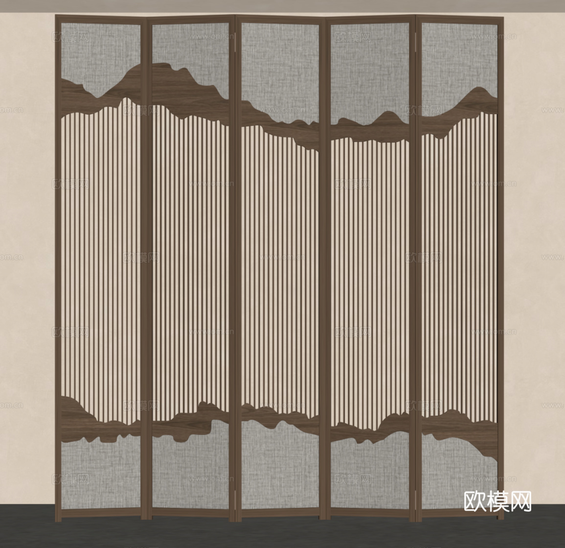 新中式屏风su模型