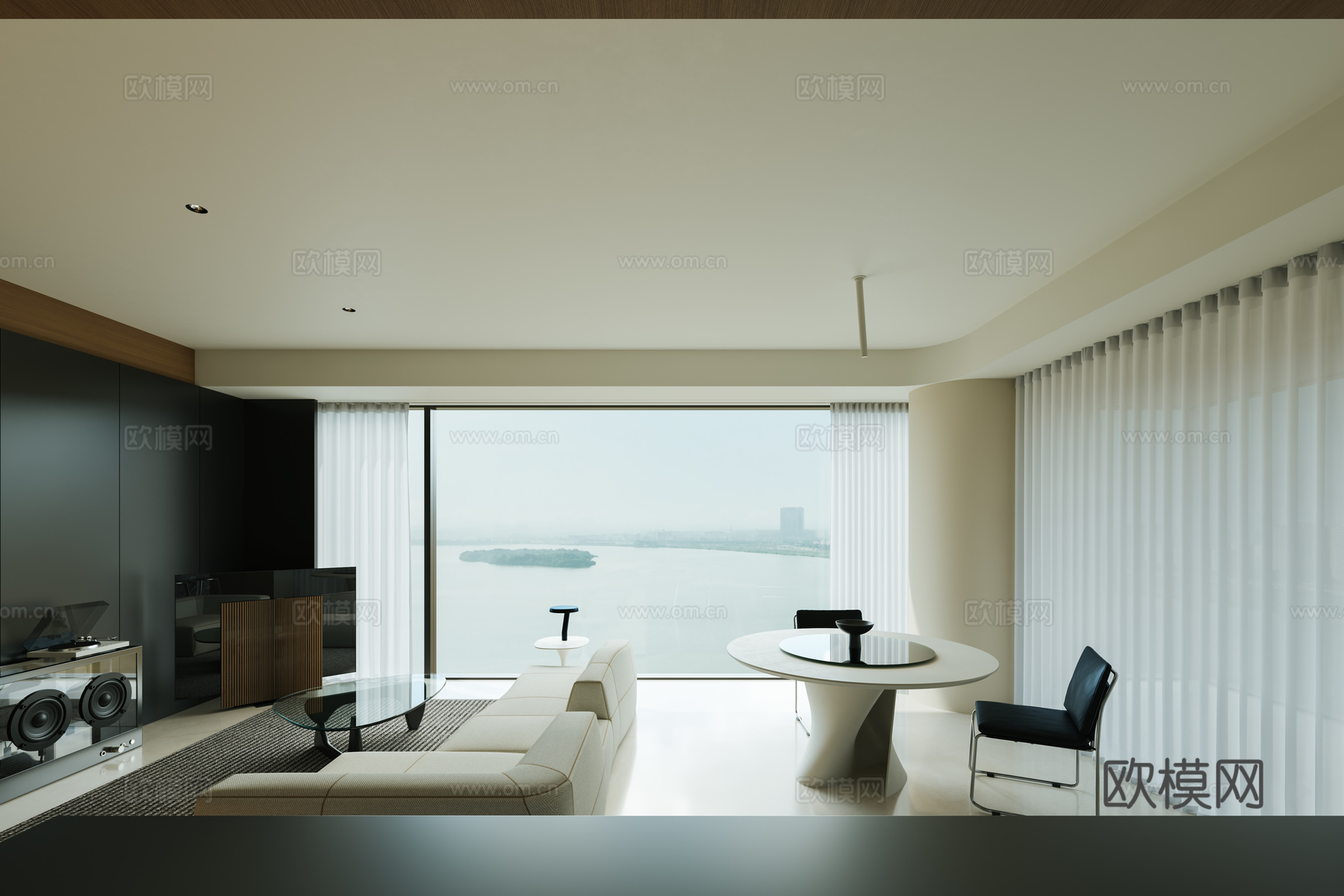 现代客餐厅3d模型下载（渲染图1）