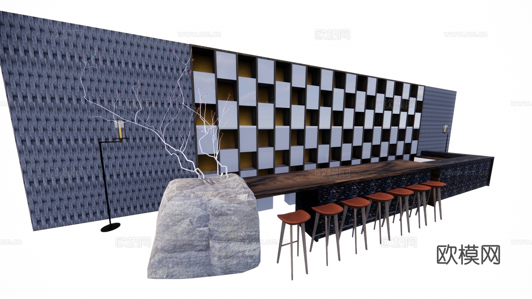 工装 办公室 前台 接待su模型