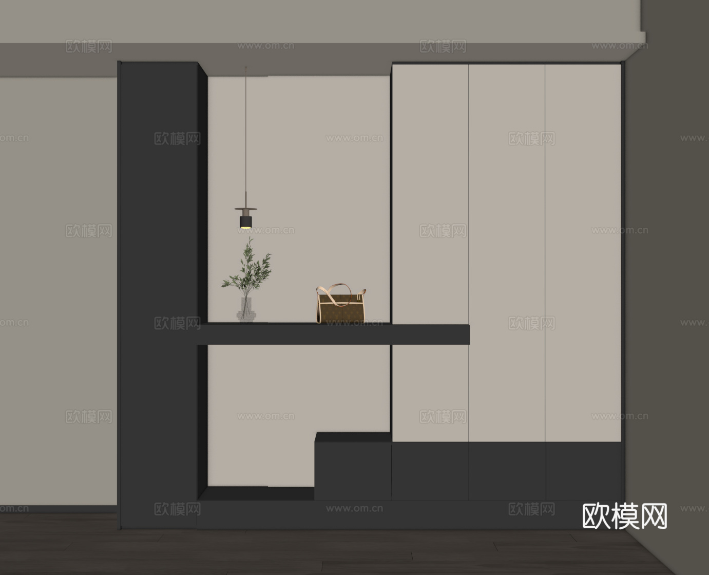 现代意式鞋柜 入户鞋柜su模型