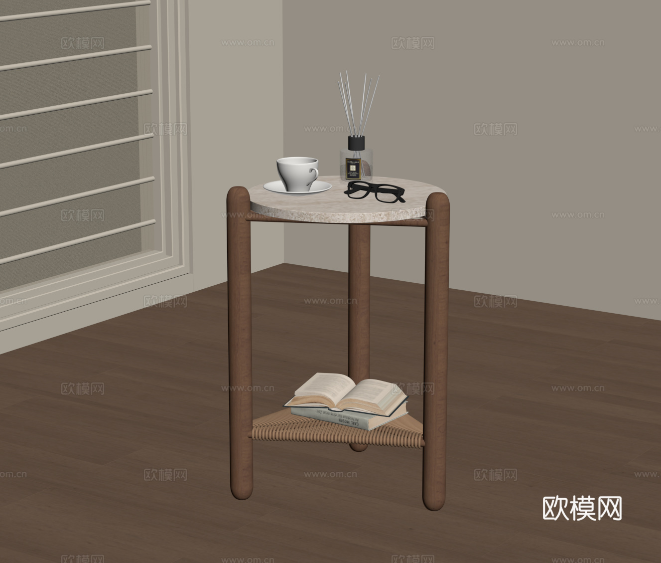 侘寂中古边几 角几圆几su模型