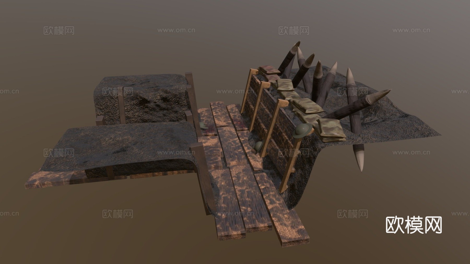 一战战壕微缩场景3d模型下载（渲染图1）