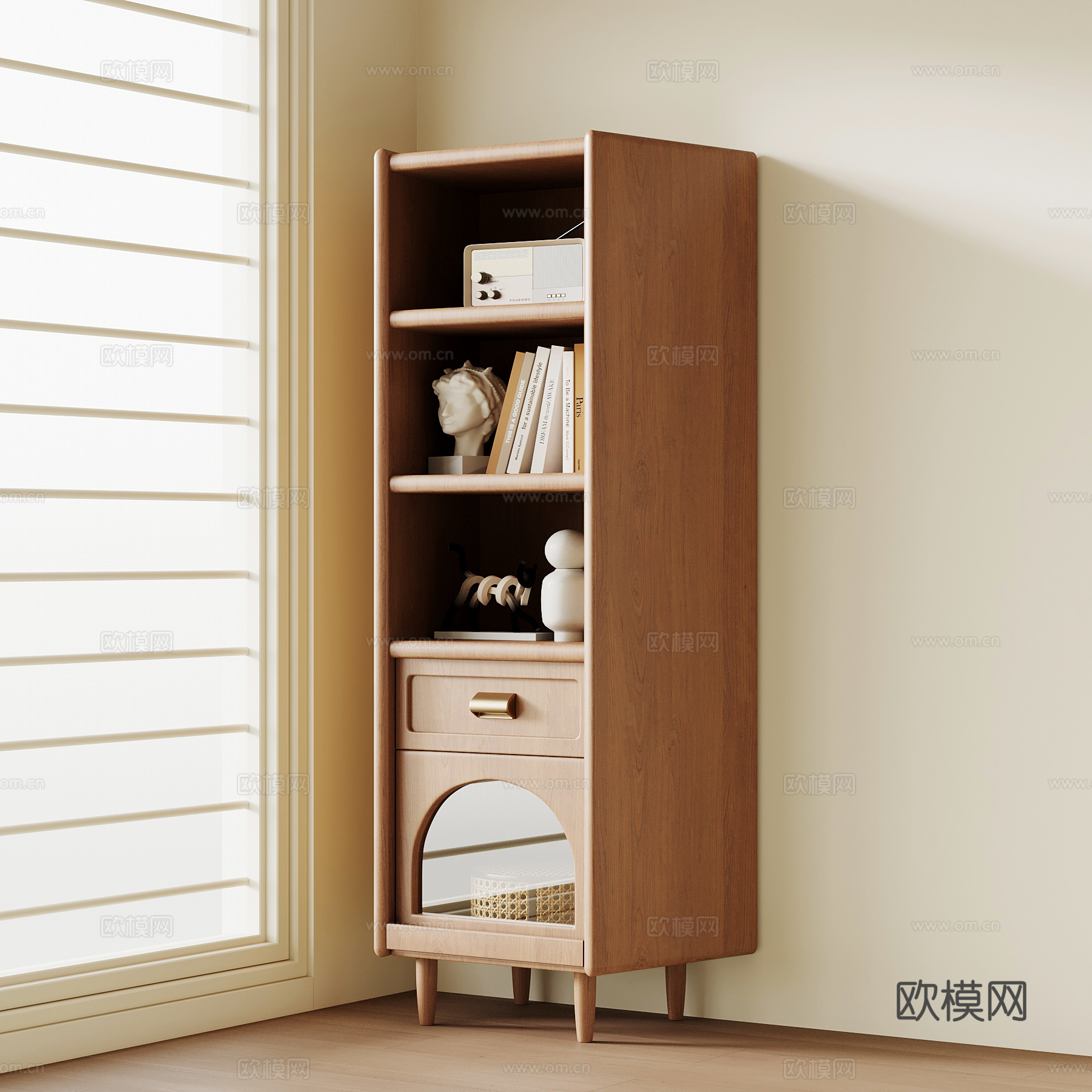 现代中古高柜 边柜 斗柜su模型