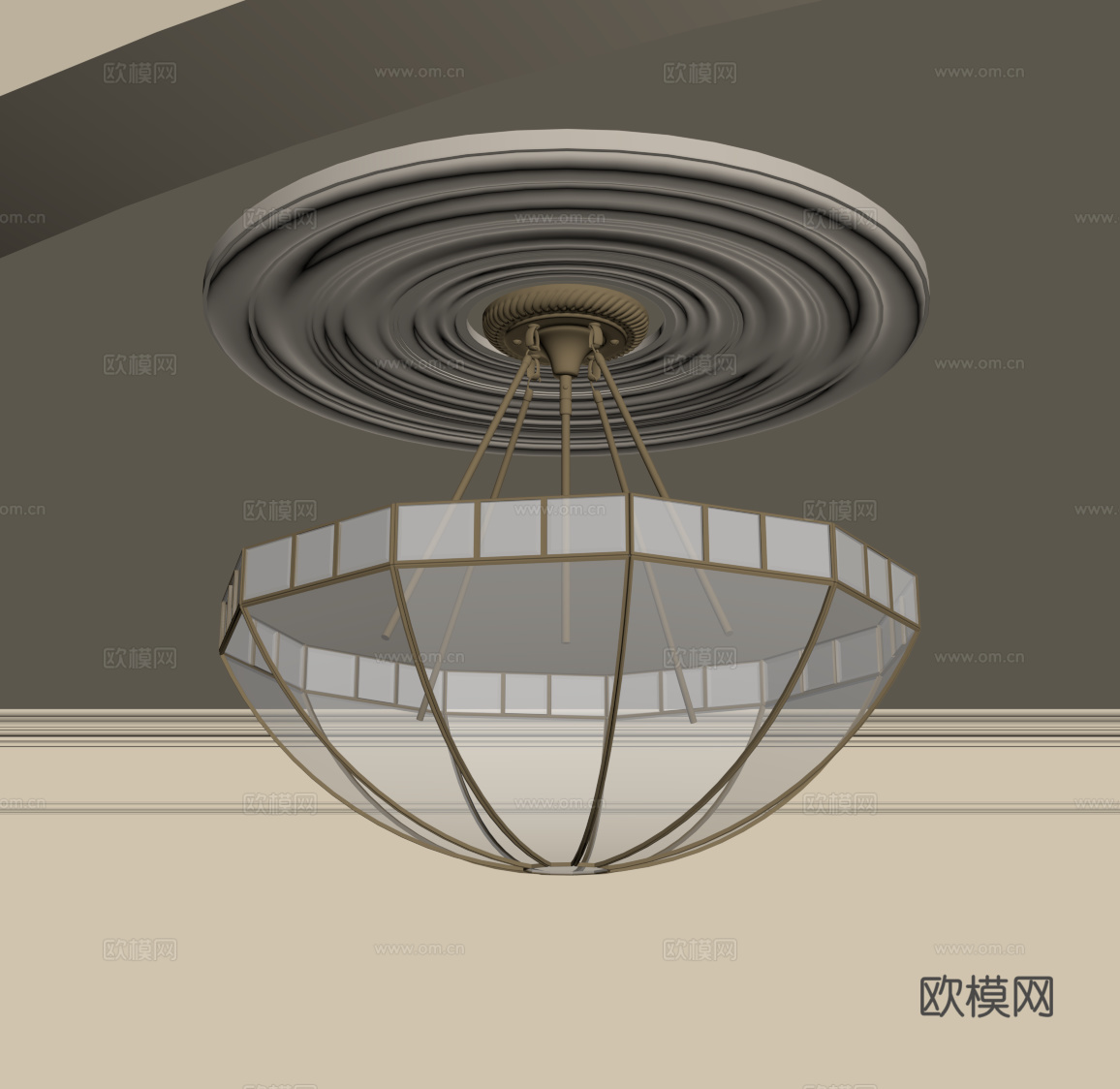 美式金属吊灯su模型
