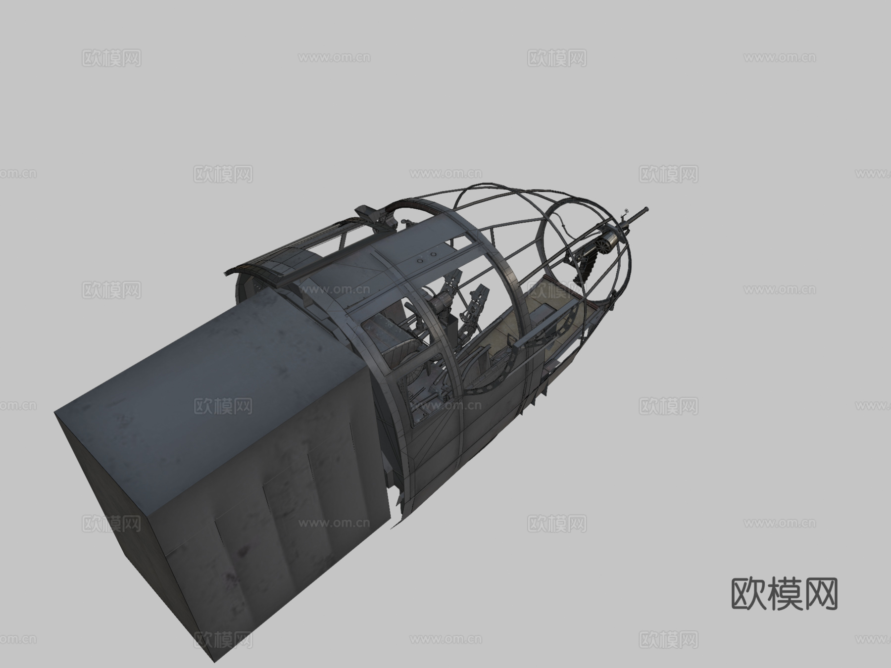 旧款He111H16驾驶舱3d模型下载（渲染图2）