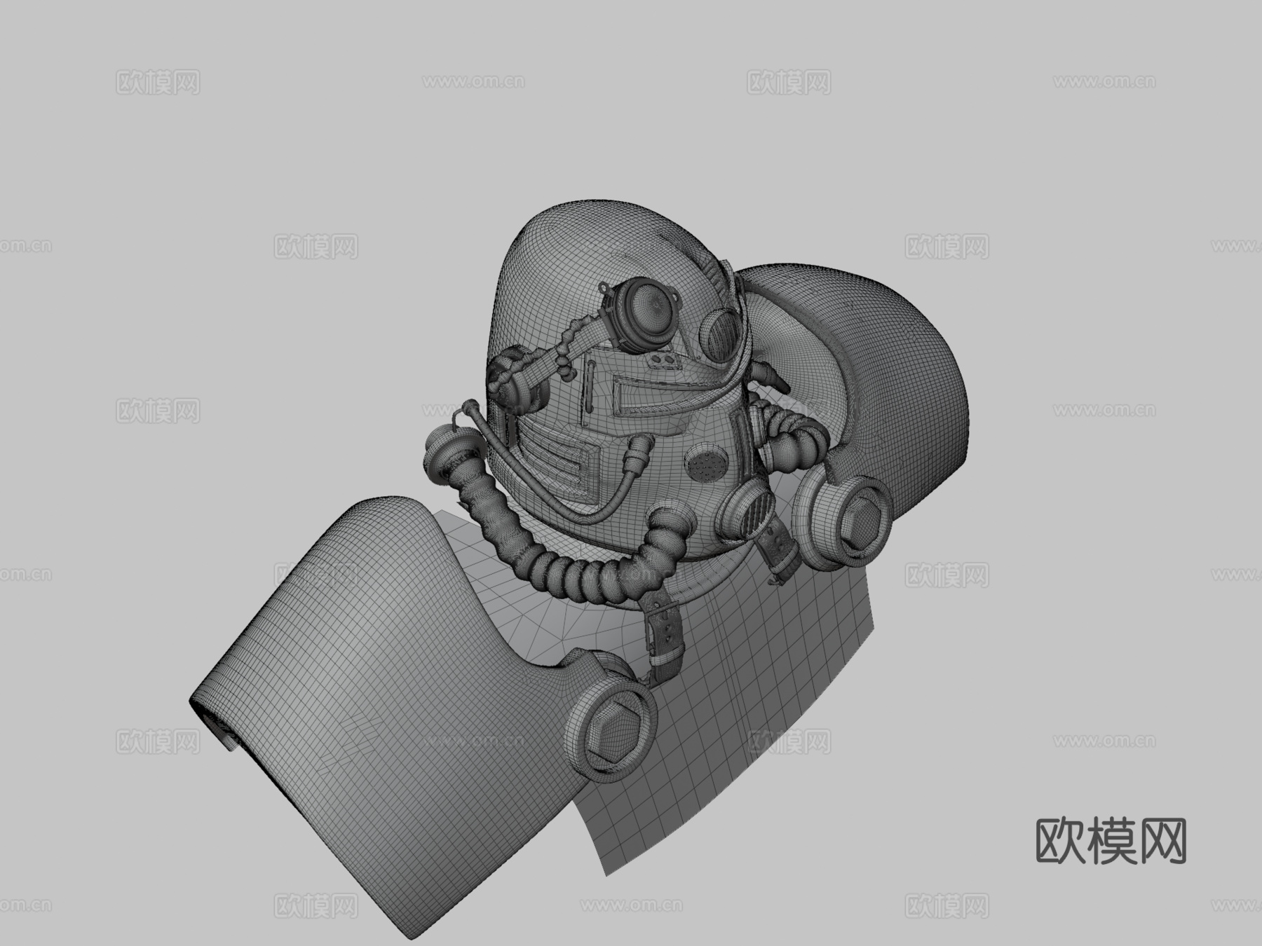辐射1 T51b动力装甲高模胸像3d模型下载（渲染图3）