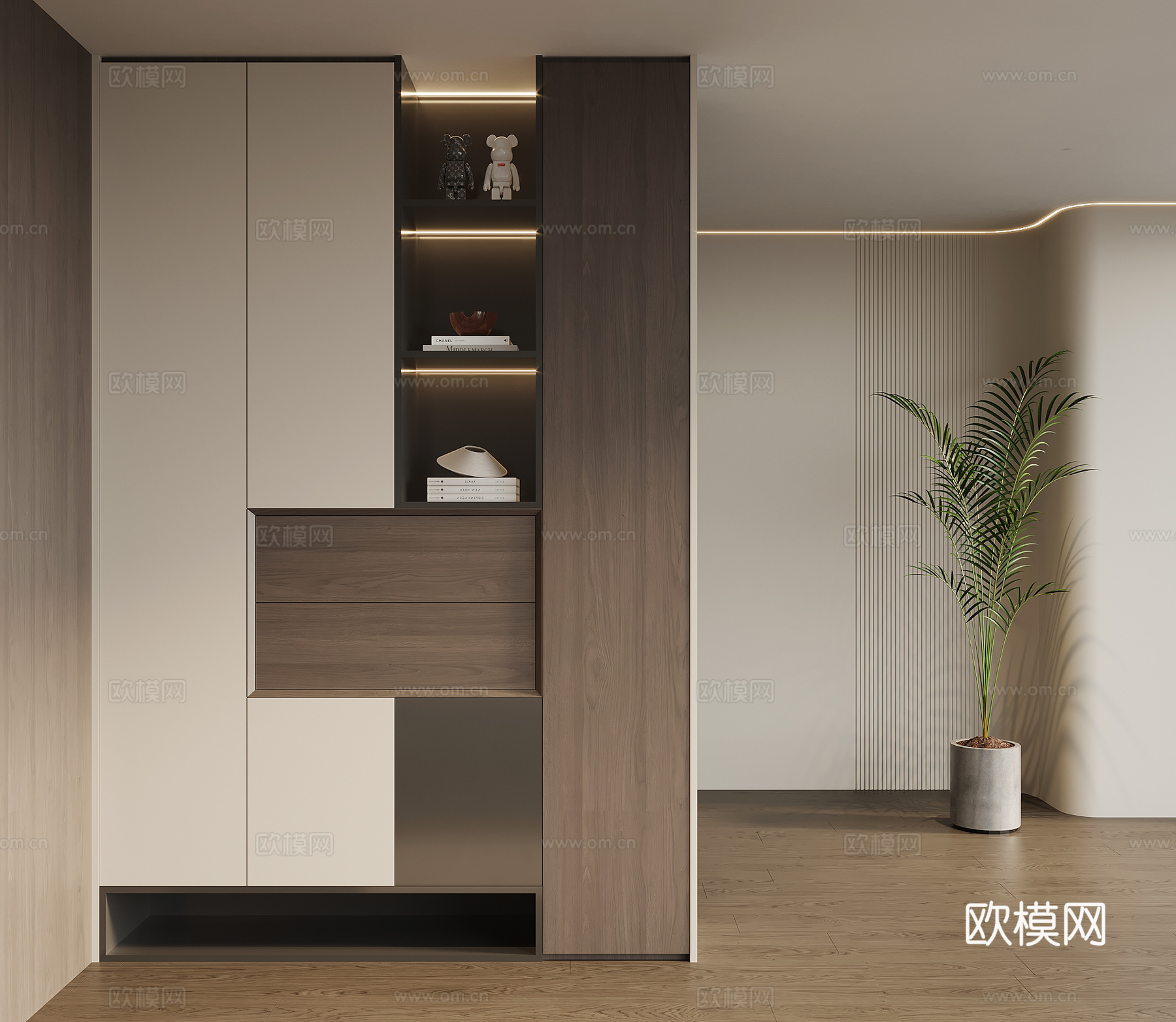 现代意式玄关柜 鞋柜su模型