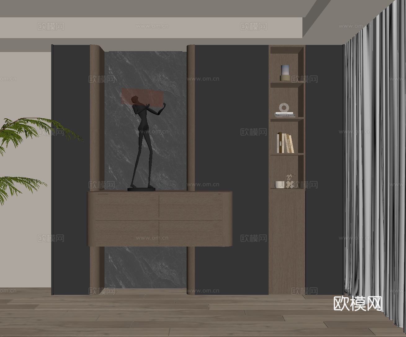 现代意式鞋柜 入户鞋柜su模型