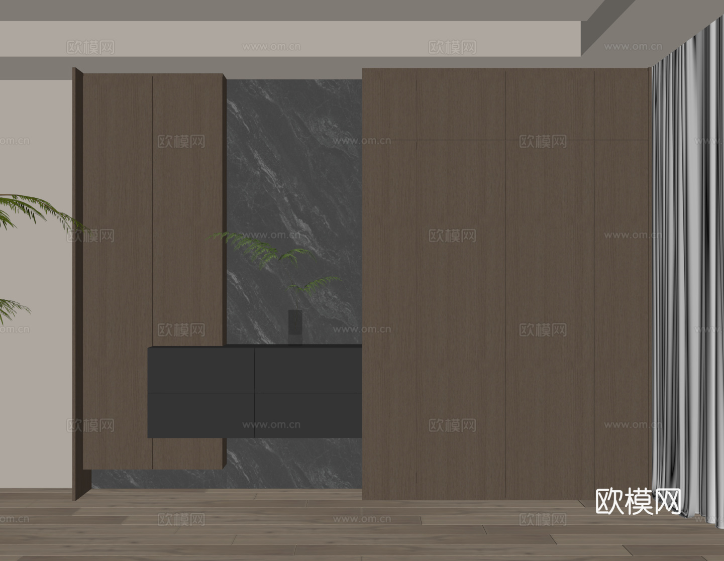 现代意式鞋柜 入户鞋柜su模型