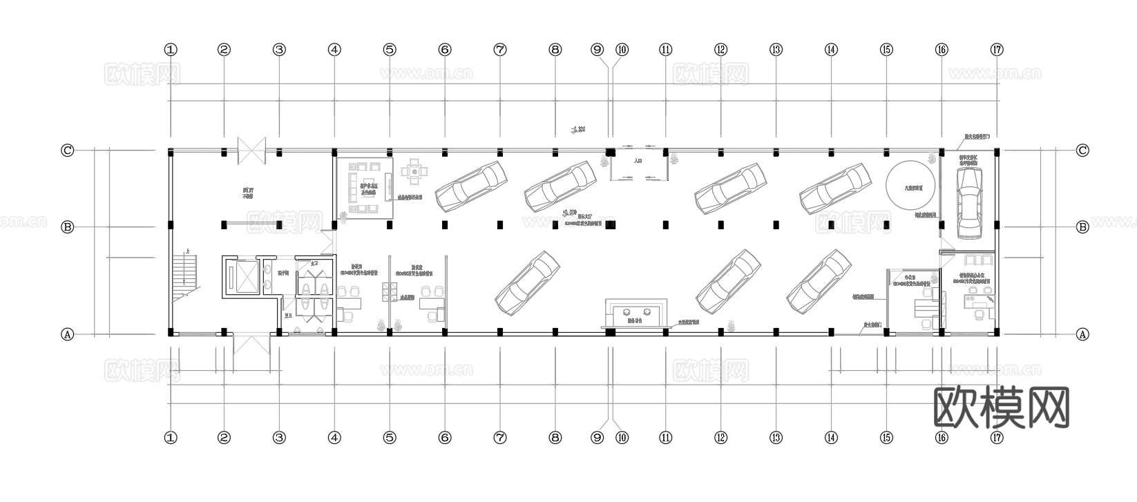 4S汽车服务中心 最新平面施工图合集cad施工图