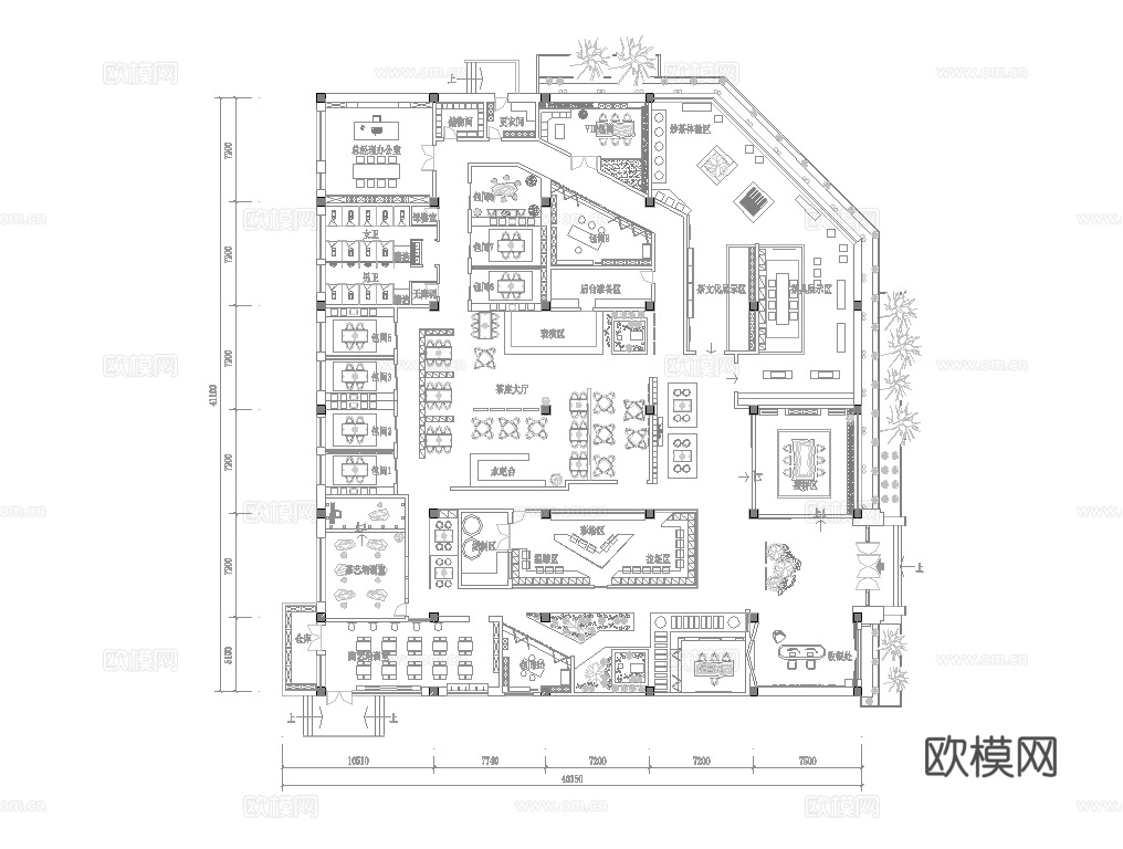 高端茶楼会所 最新全套施工图 效果图合集cad施工图