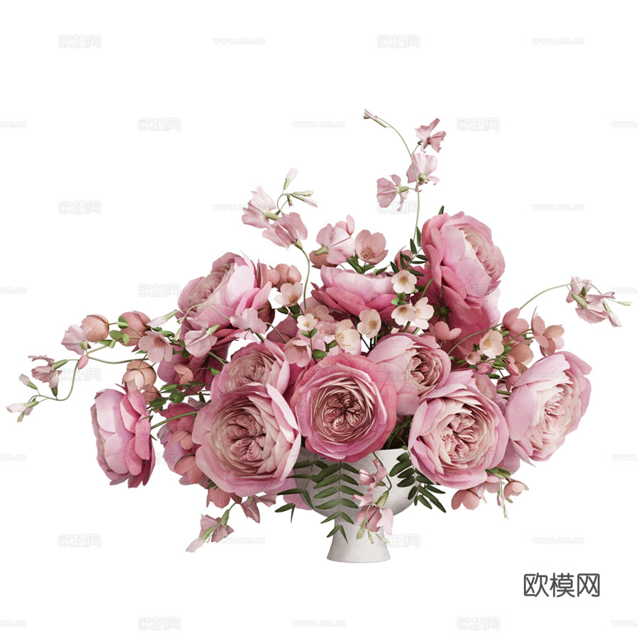 花瓶插花 613d模型下载