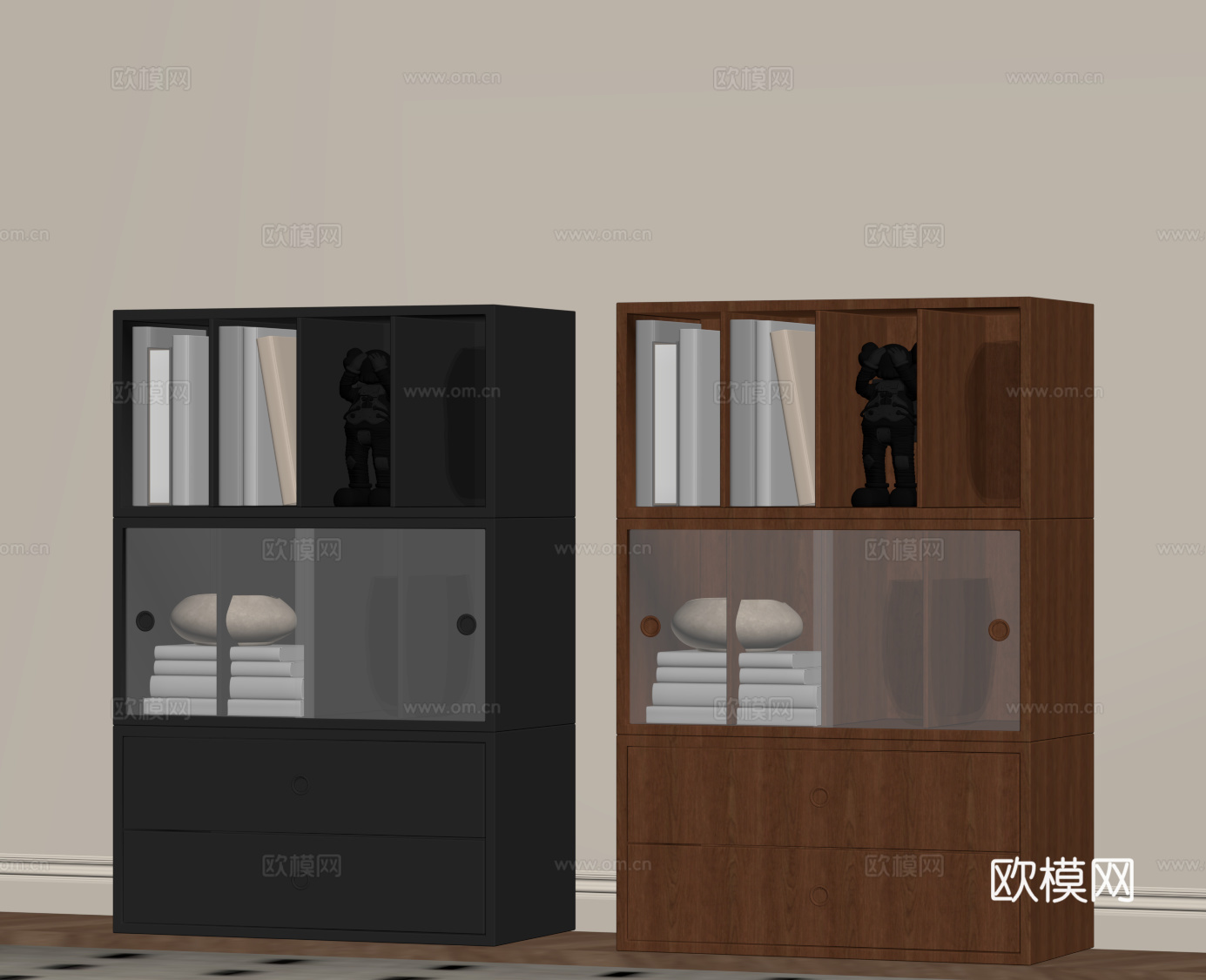 现代中古书柜su模型