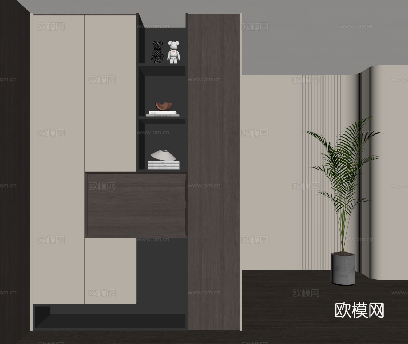 现代意式玄关柜 鞋柜su模型