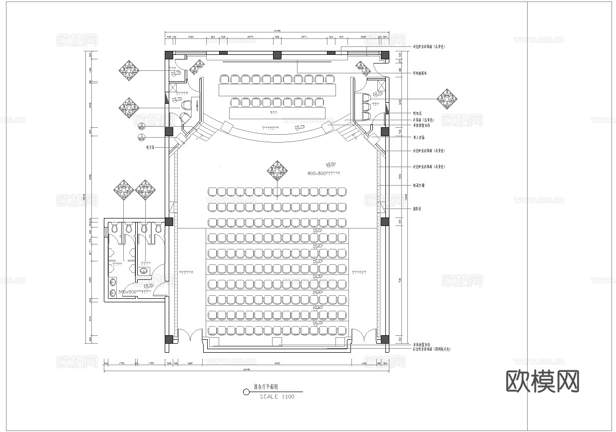 报告厅 会议室 多功能厅 最新全套施工图合集cad施工图下载（渲染图1）