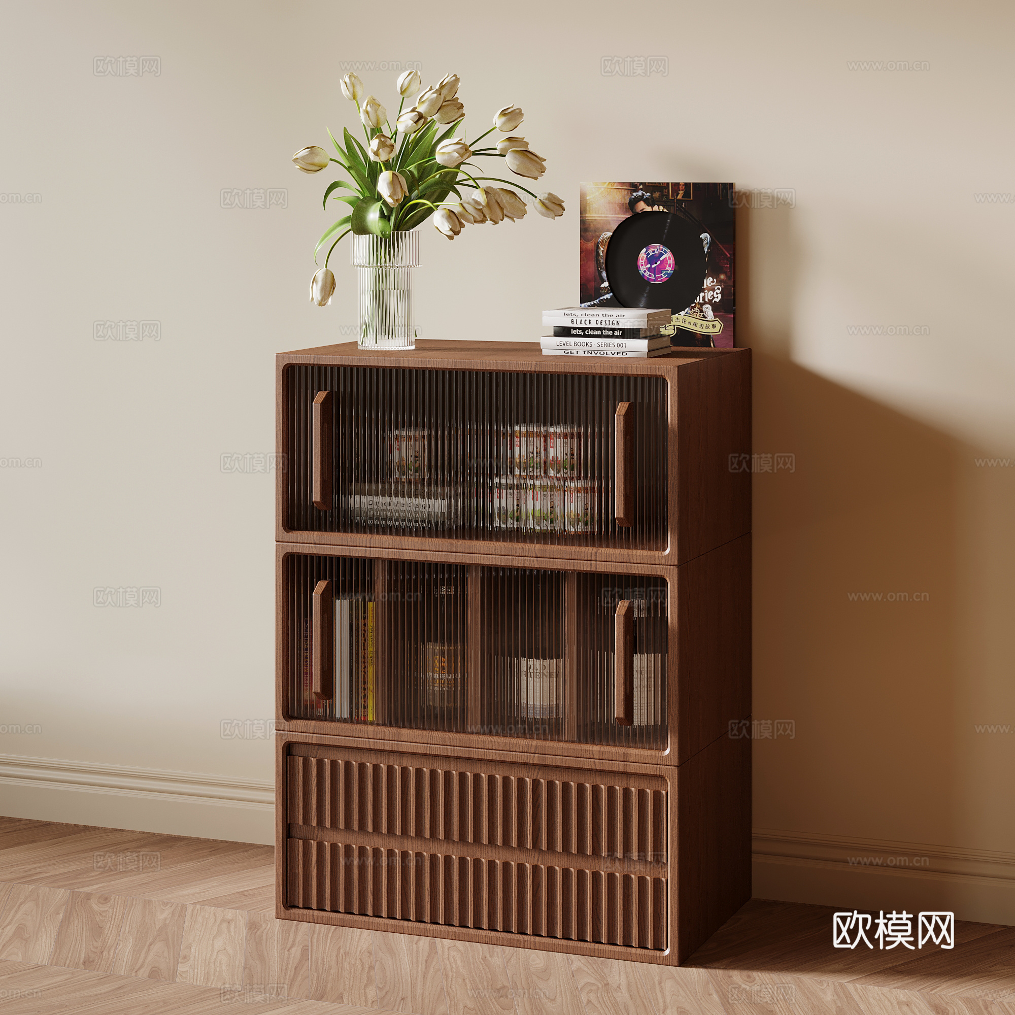 中古风边柜 储物柜su模型