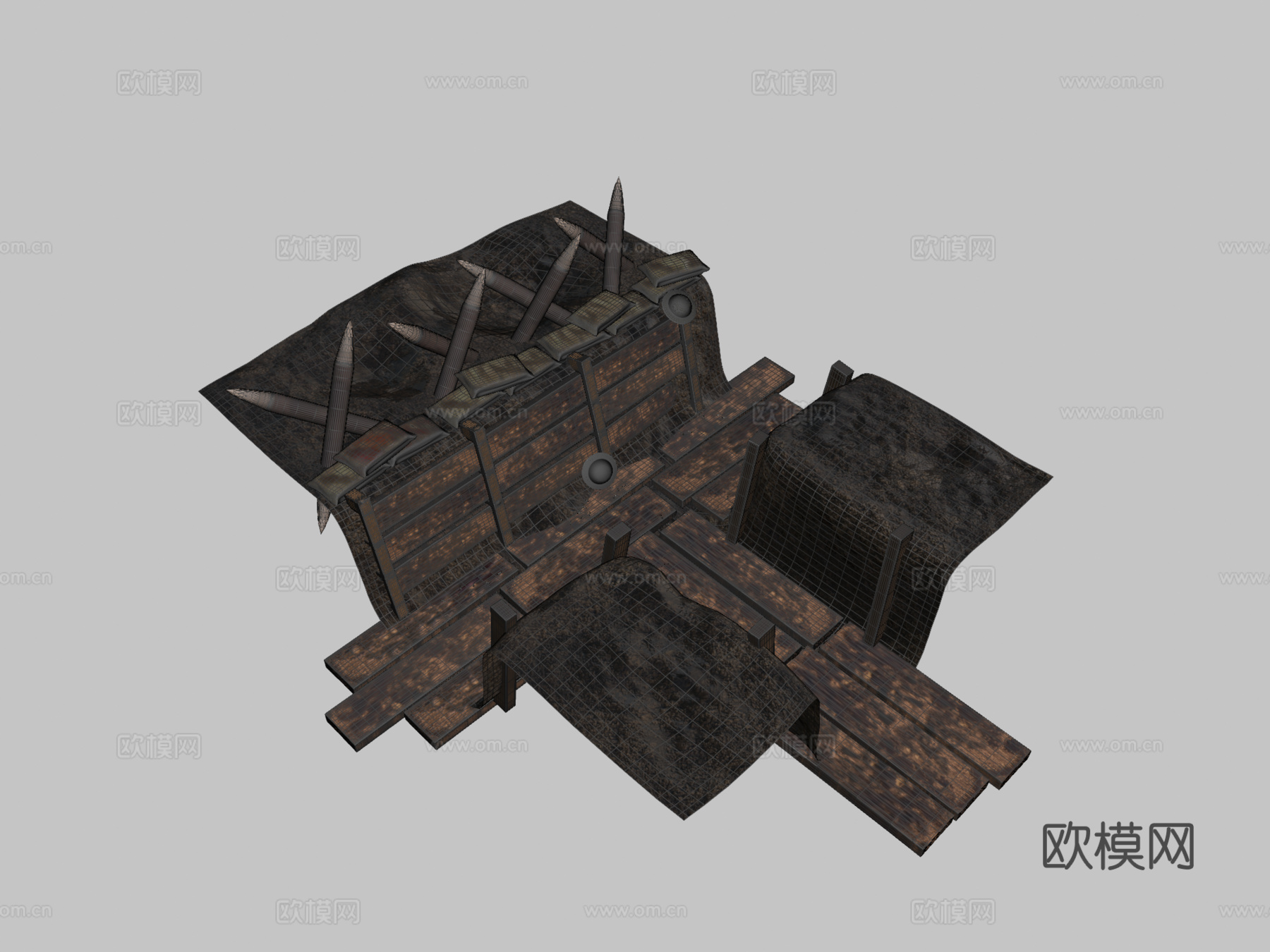 一战战壕微缩场景3d模型下载（渲染图2）