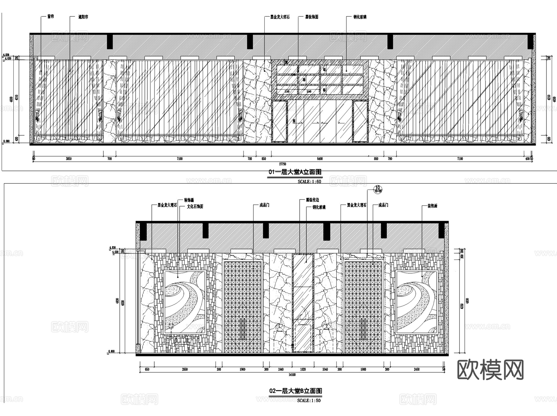 榕泰公馆会所室内工装CAD施工图cad施工图