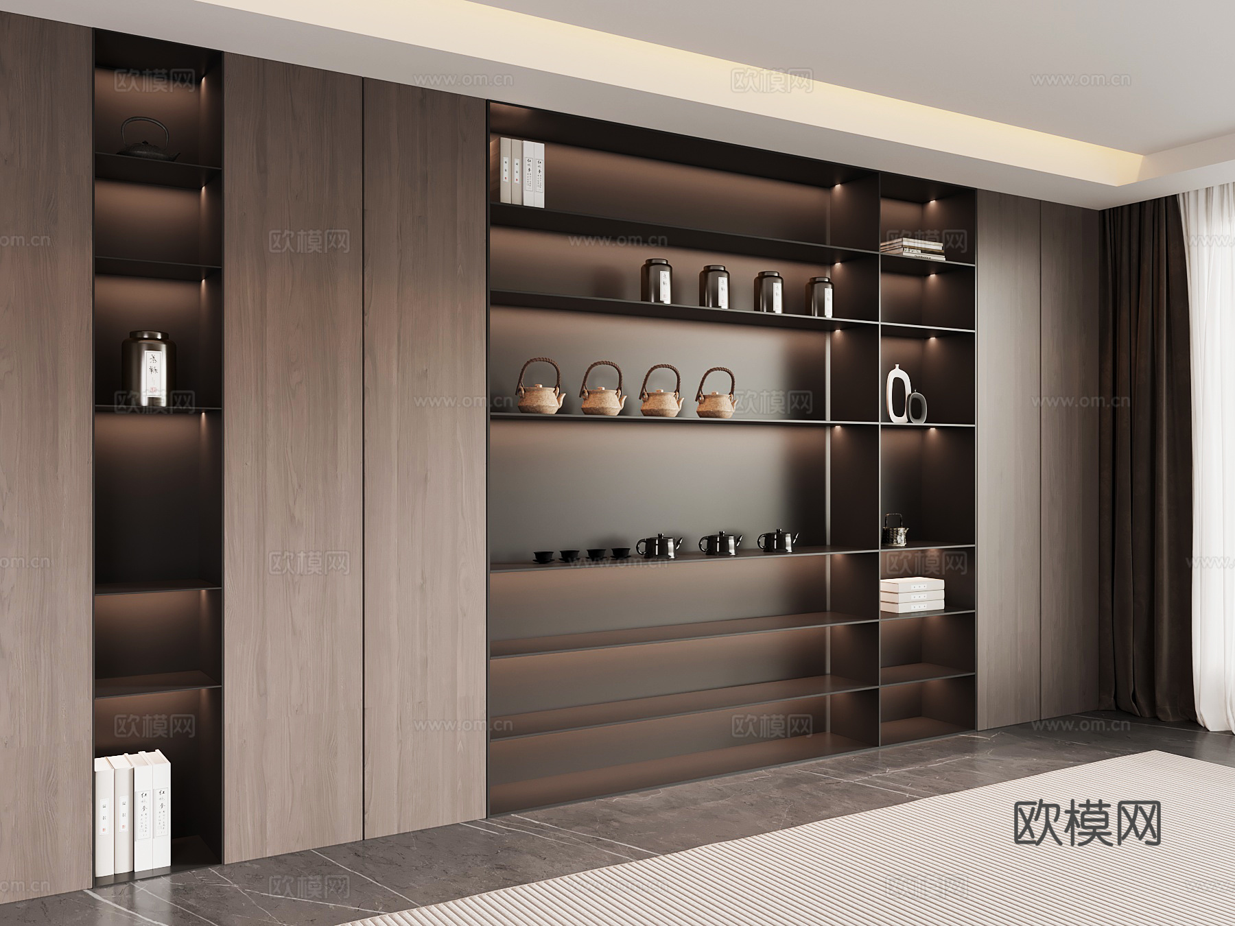现代意式茶柜su模型下载（渲染图1）