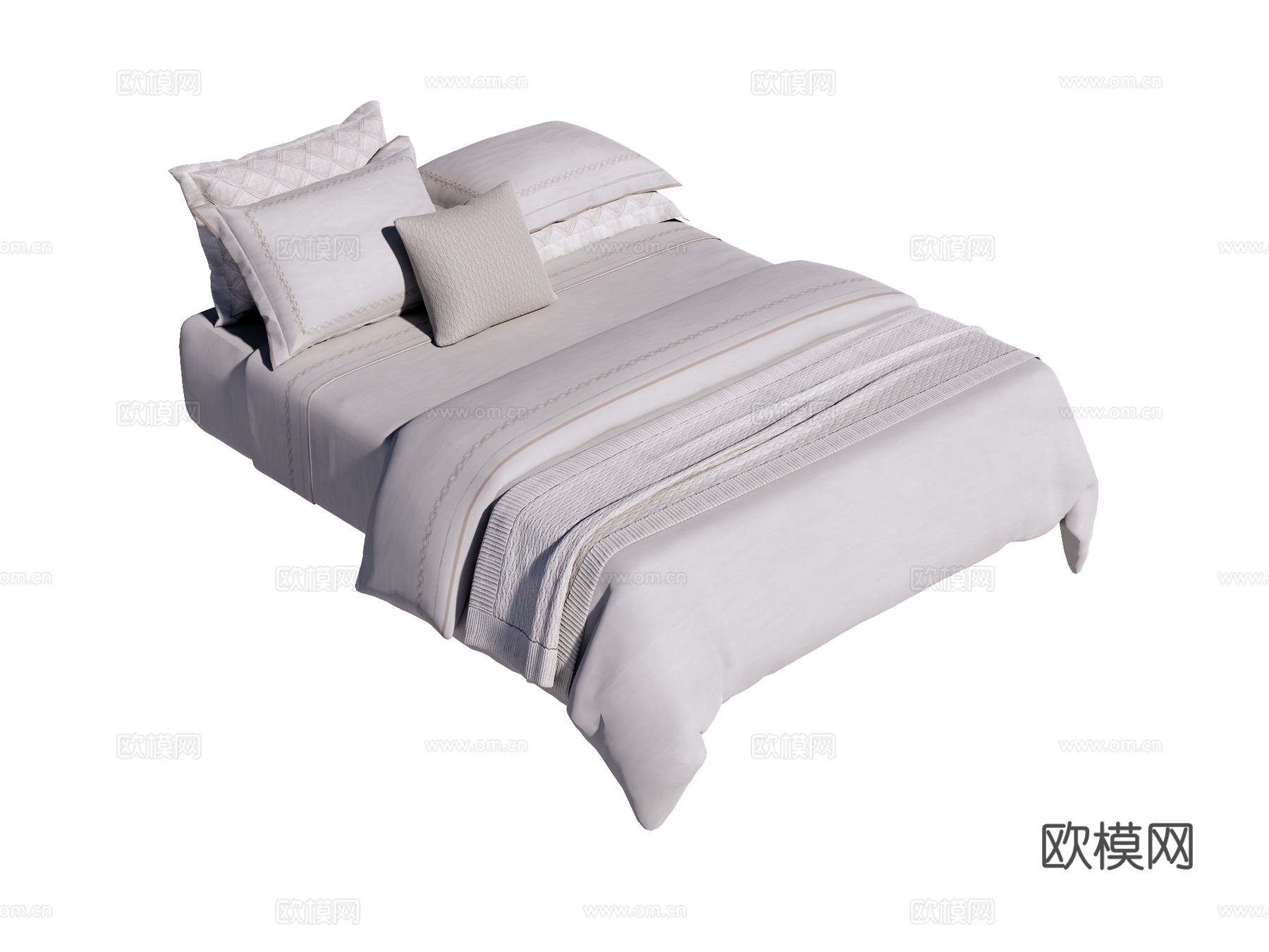 床 双人床 床上四件套su模型