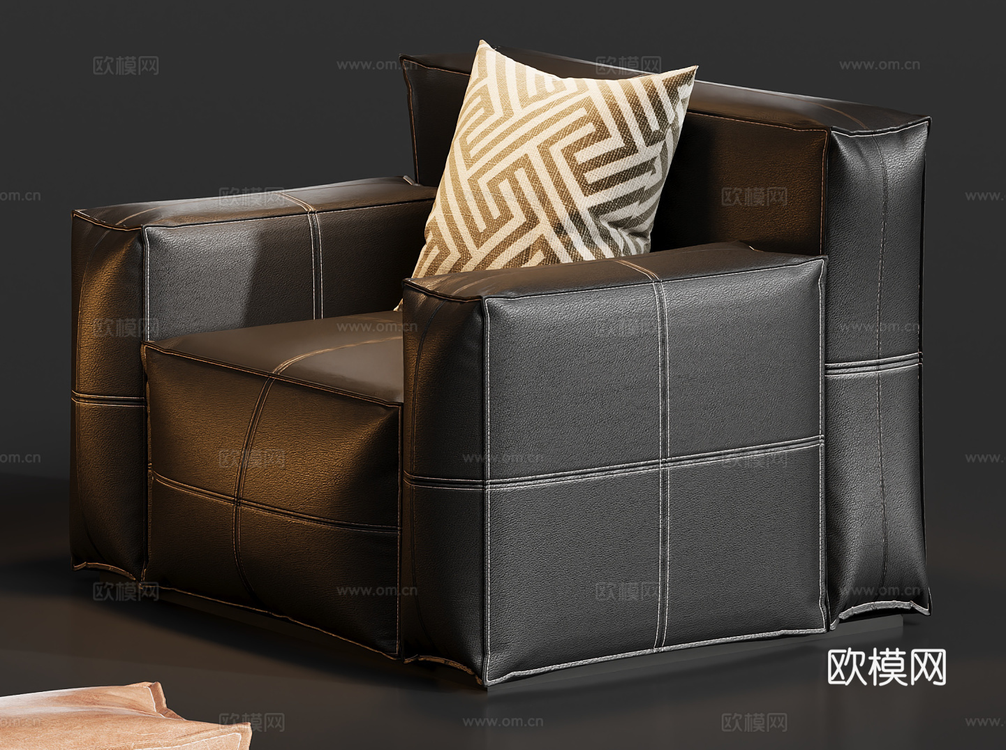 复古休闲沙发椅su模型