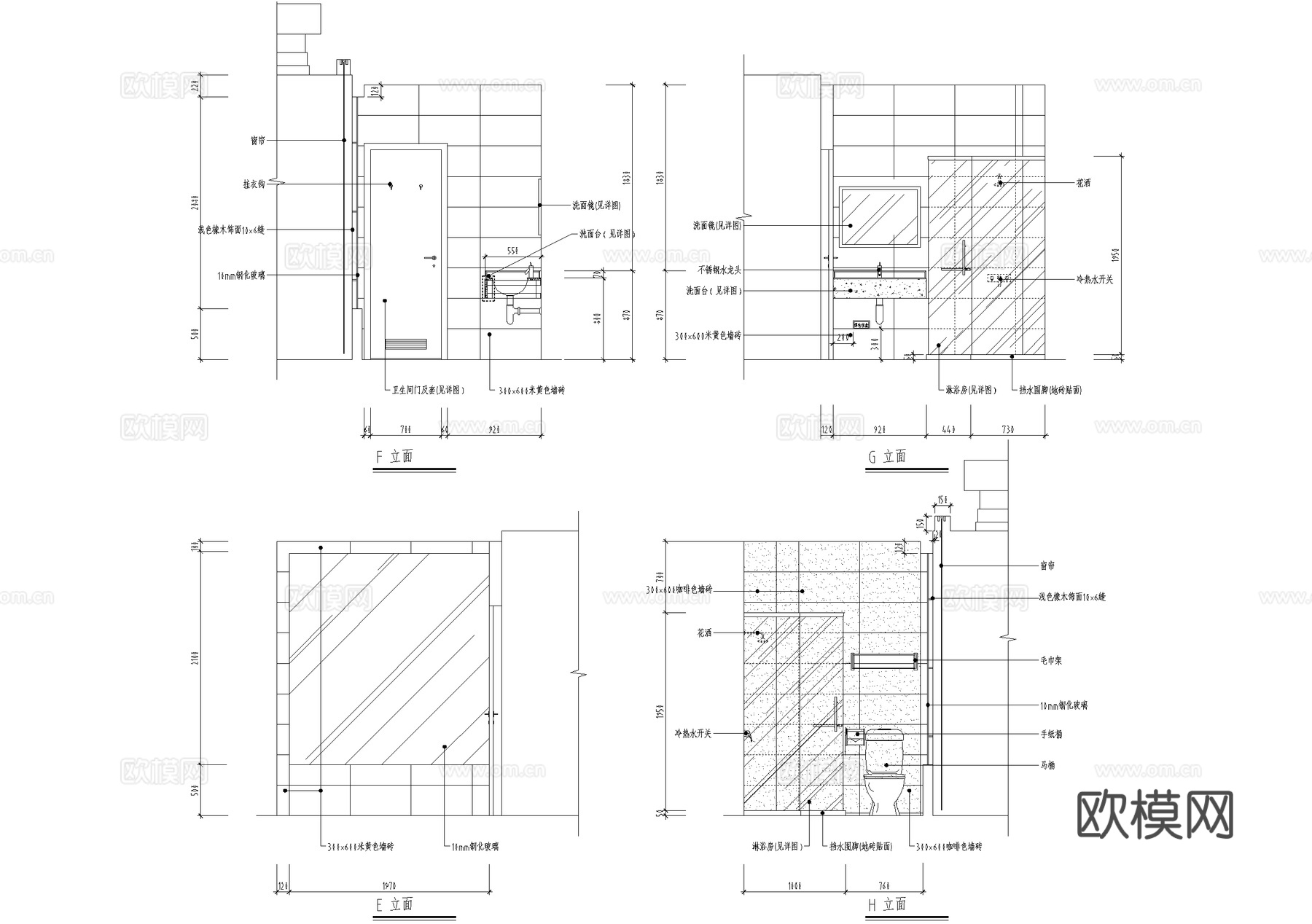 酒店客房 大床房 单人床 标准间单间 CADcad施工图